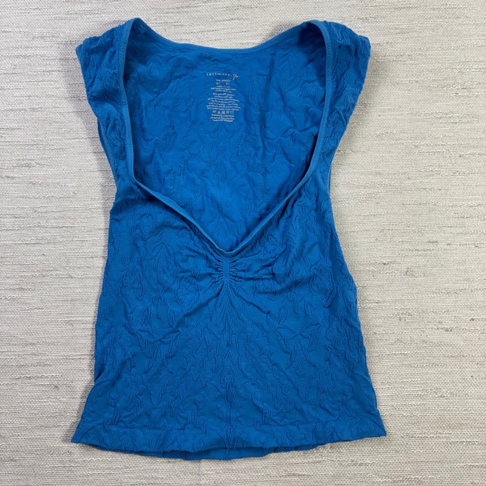 Intimately Free People Blue Textured Jacquard Floral V-Neck Tank Top XS/S